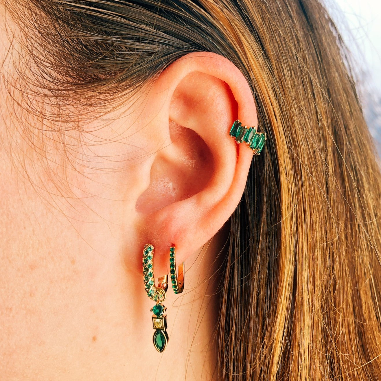 Earrings brandy green
