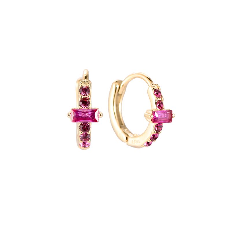 Earrings diamond cube pink