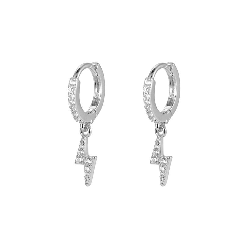 Earrings diamond lightning silver