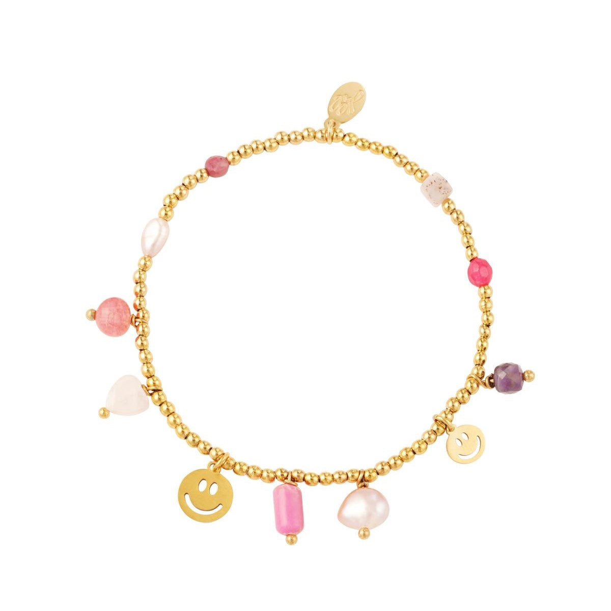 Armband happy beads roze