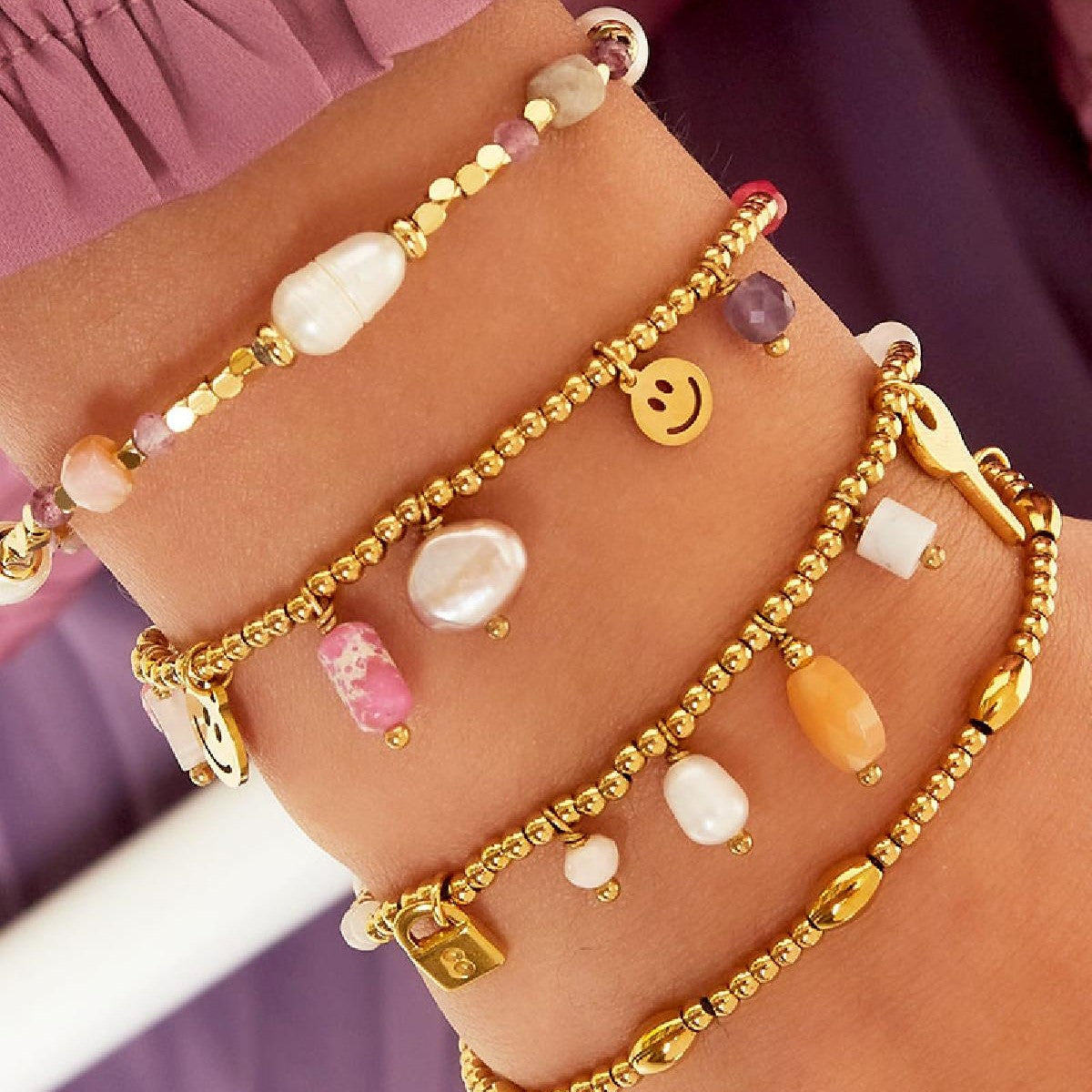 Bracelet happy beads pink