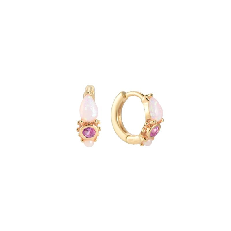 Earrings opal colorful hoop pink