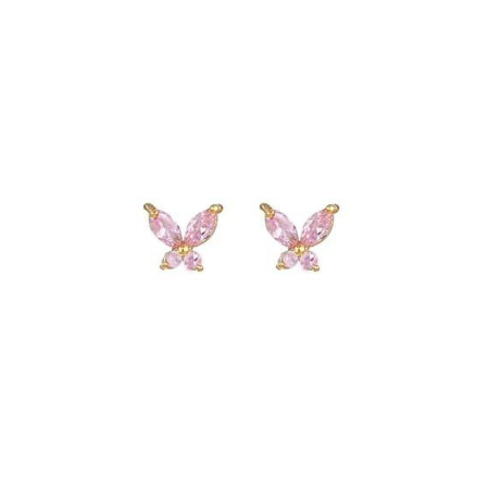 Tiny butterfly studs roze