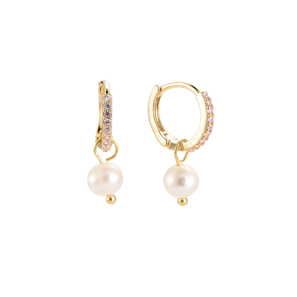 Earrings diamond pearl pink