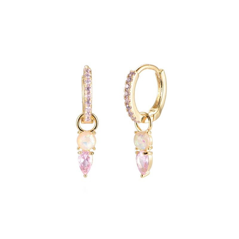 Oorbellen opal diamond roze - lillyrose