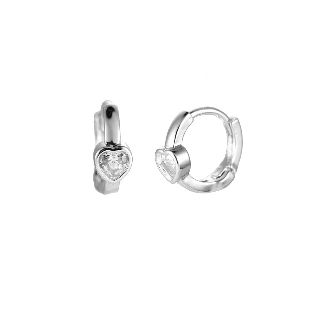 Earrings simple heart silver