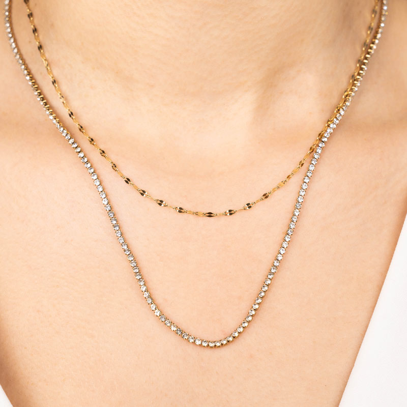 Necklace sparkling double chain